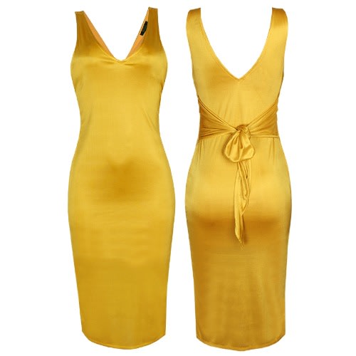 Yellow Sleeveless Selftie Dress