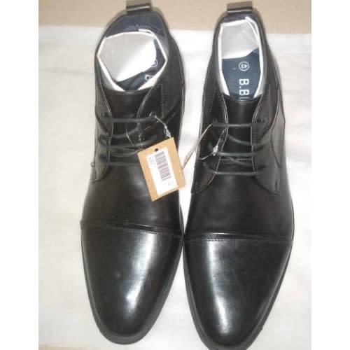 Men Cooperate Leather Ankle Boot-BLACK