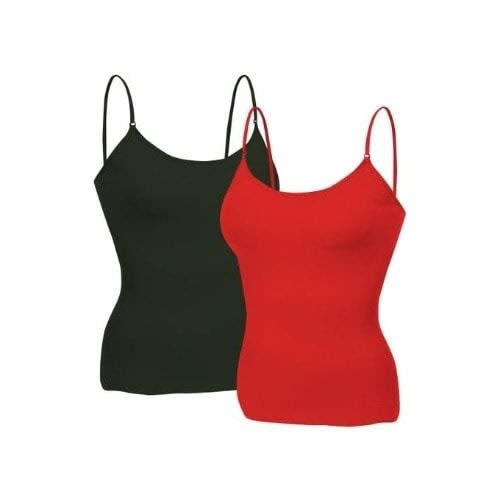 Fashion Front 2 In 1 Camisole / Tank Top - Black, Red