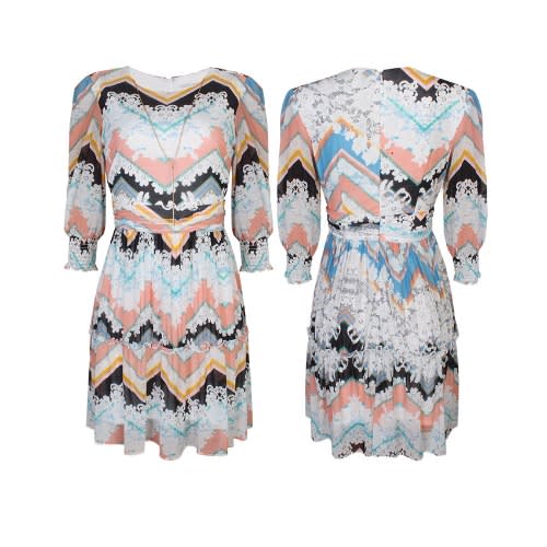 Floral Print Necklace Dress - White