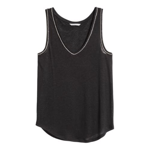Embellished Vest Top- Black