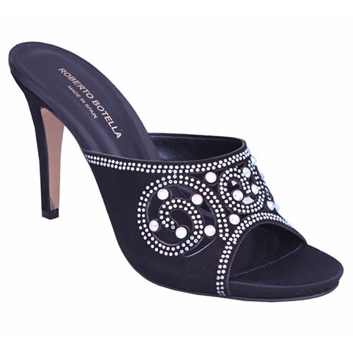 Black Slippers with Stones