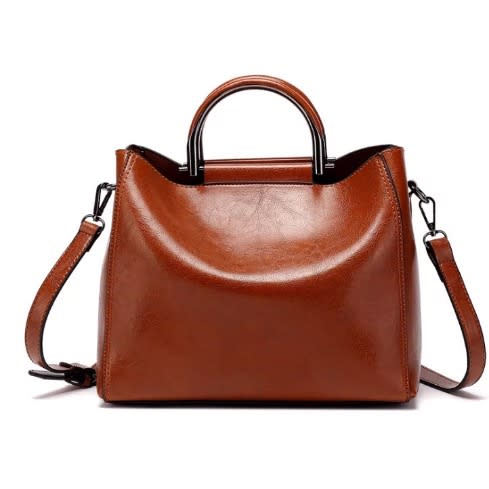 Leather Handle Handbag - Medium Size