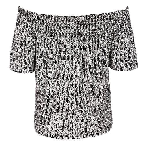 Off The Shoulder Jersey Top - Black And White