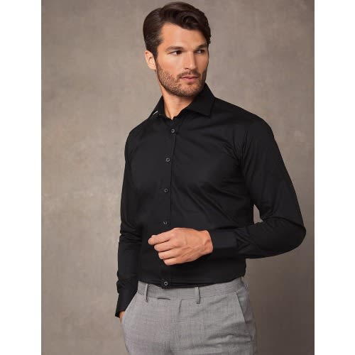 Slim Fit Cotton Stretch Shirt For Men - Black