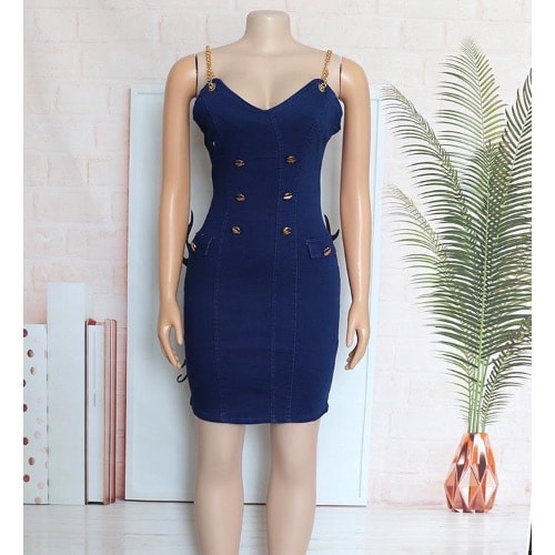 Denim Short Gown - Blue