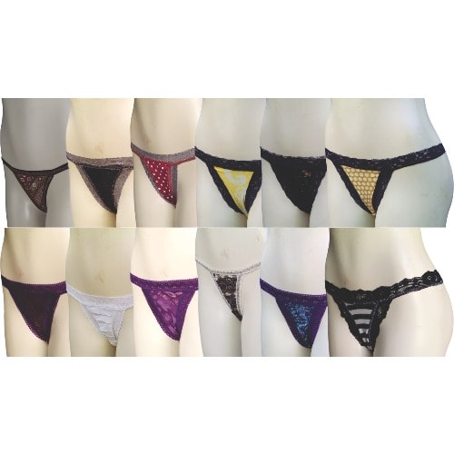 Cotton Lycra G-string Underwear - 12Pieces