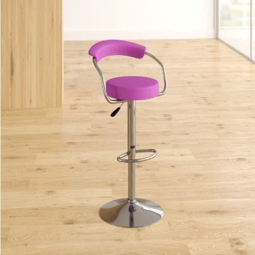 Adjustable Swivel Metal Bar Stool - Purple