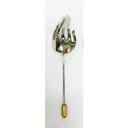 Studded Hand Lapel Pin - Silver