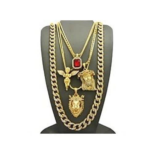 Jesus Ice Cuban Link & Lion King Link Set -Five Chains