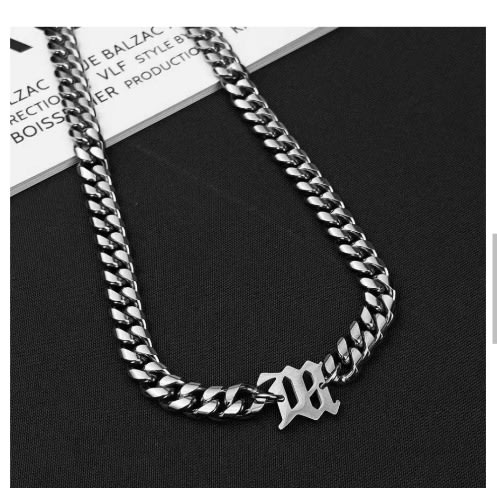 Unisex Silver Cuban Pendant Chain Necklace