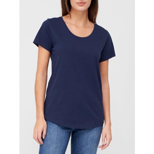 Scoop Neck T-shirt - Navy
