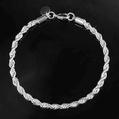 Twist Rope Plated Bracelet - Silver
