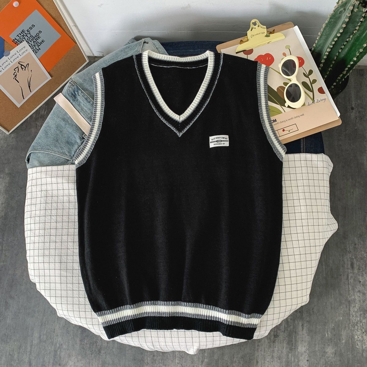 Man Streetwear Fashion Clothing  Winter  Men's Sleeveless Casual-Black