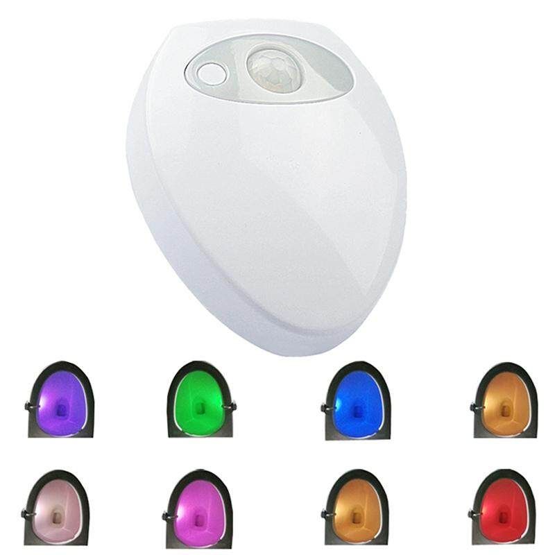Toliet Bowl Light With Colors Changing PIR Motion Sensor Toilet Seat LED Nightlight USB Rechargeable
