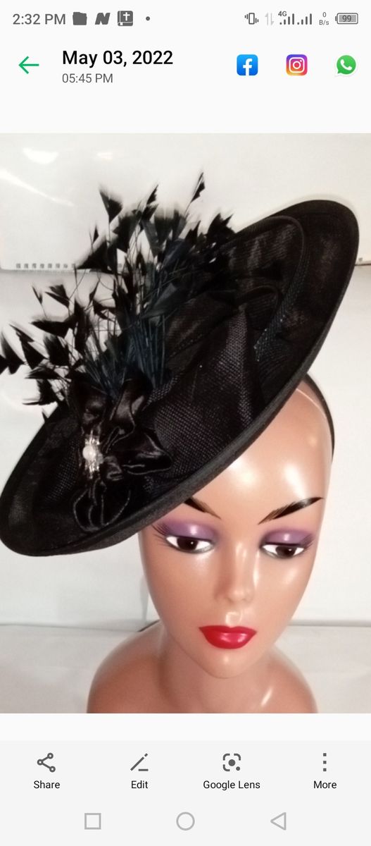 Ladies  Fascinator  HAT- Black