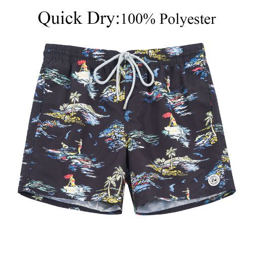 Mens Quick Dry Swim Trunks Printed Beach Board Shorts With-Quick Dry
