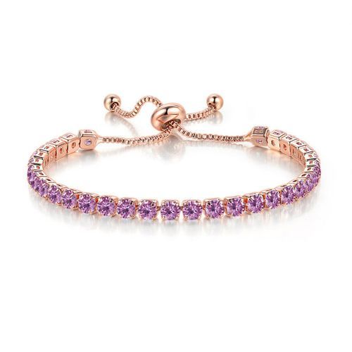 Round Zircon Single Row Adjustable Light Purple Crystal Female Rose Gold Chain