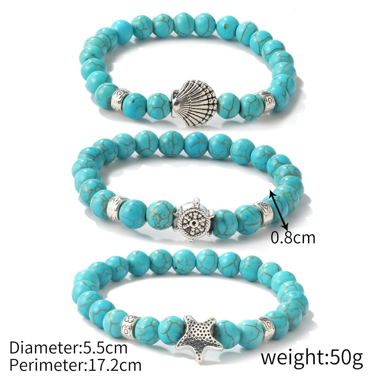 Three piece bracelet Lucky beaded bracelet Blue