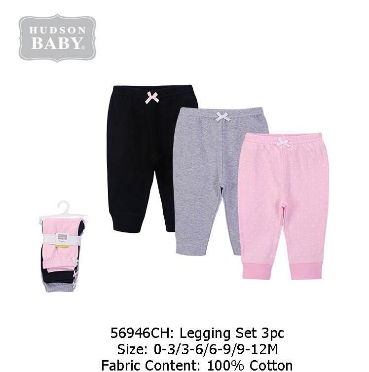 Black, Grey And Pink Pant Set 3pc
