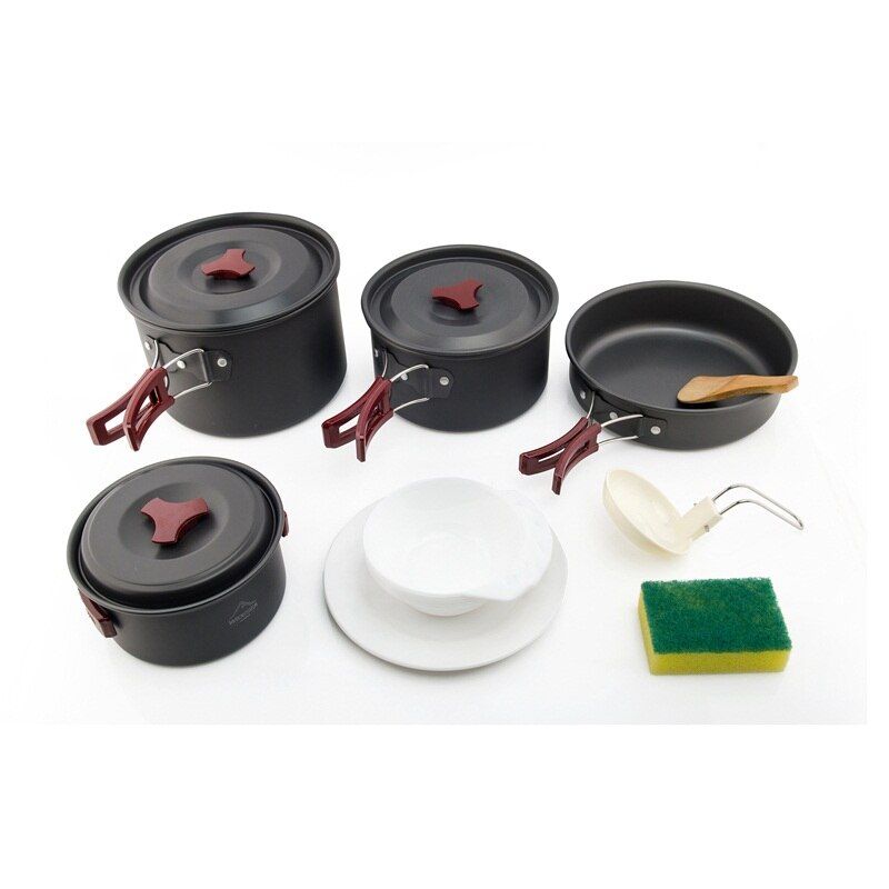 Camping Cookware Set Outdoor Pot Tableware Kit Cooking Water Kettle Pan Travel Cutlery