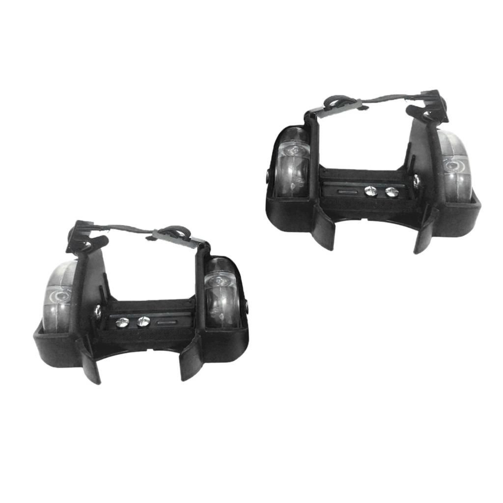 Portable Flashy Rollers Light  Heel Skates Black
