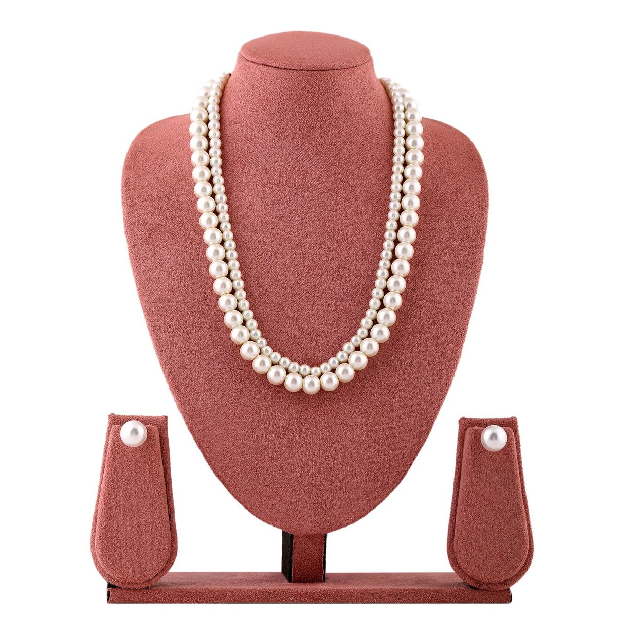 Stunning Double Line Pearl Necklace Set For Women
