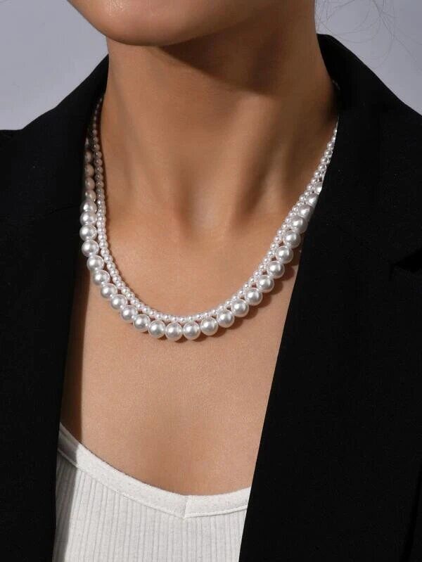 Unisex Double Pearl Necklace