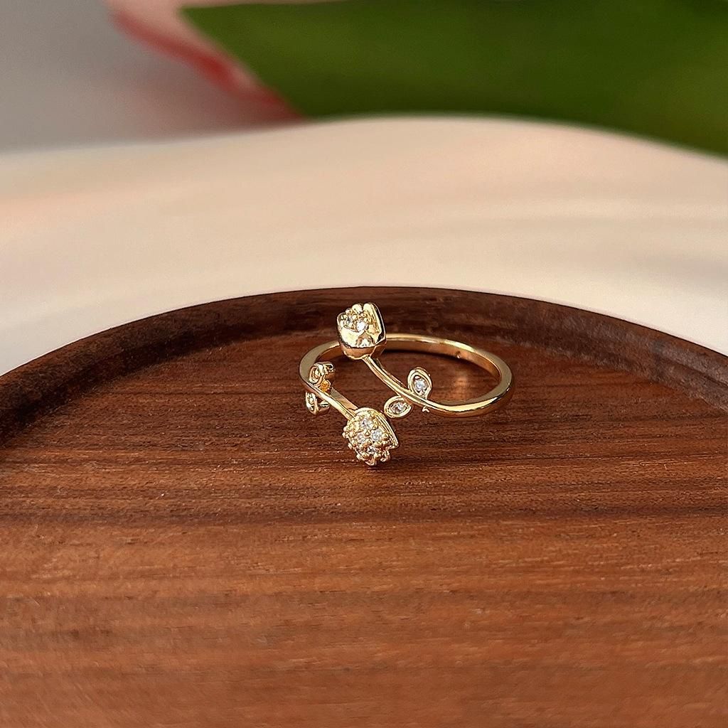 Flower Ring, Adjustable Flower Ring, Gold Flower Ring, Flower Jewellery, Micro Pave Flower Ring