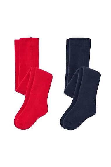 Girls 2 Pieces Thermal Tights, Red And Navy Blue