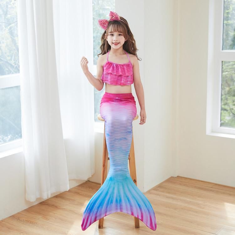 3 Pcs Mermaid Swimsuit Girls' Swimwear Girls' Bikini Set