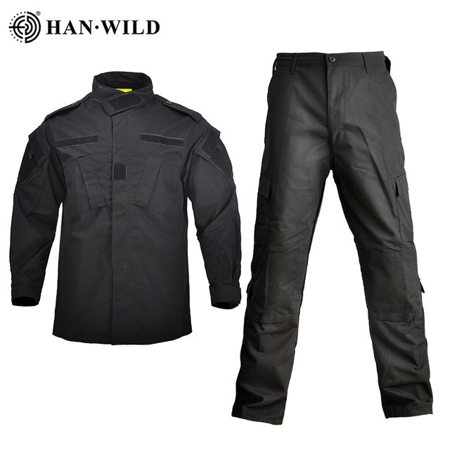 Mens Tactical Clothing Combat Shirt Army Black_M(65-75kg)