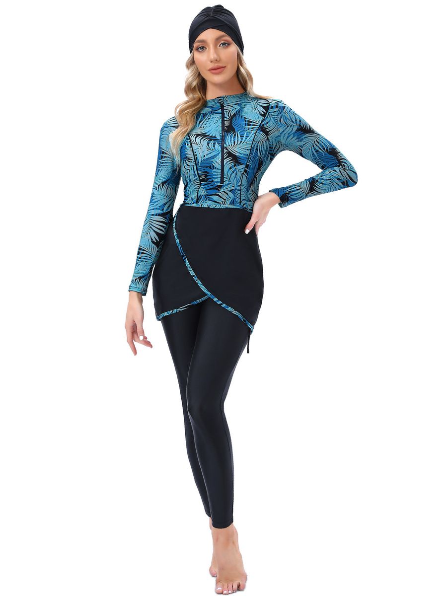 Muslim Swimwear Women Long Sleeves Swimsuit 3pcs Islamic Burkinis
