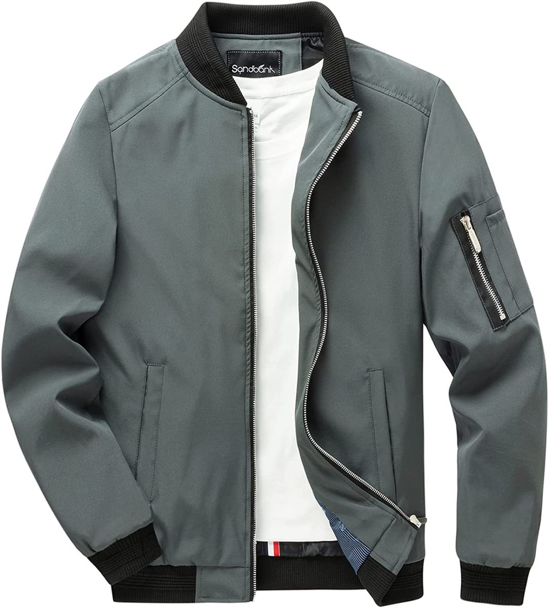 Men's Slim Fit Lightweight Softshell Flight Bomber Jacket Coat