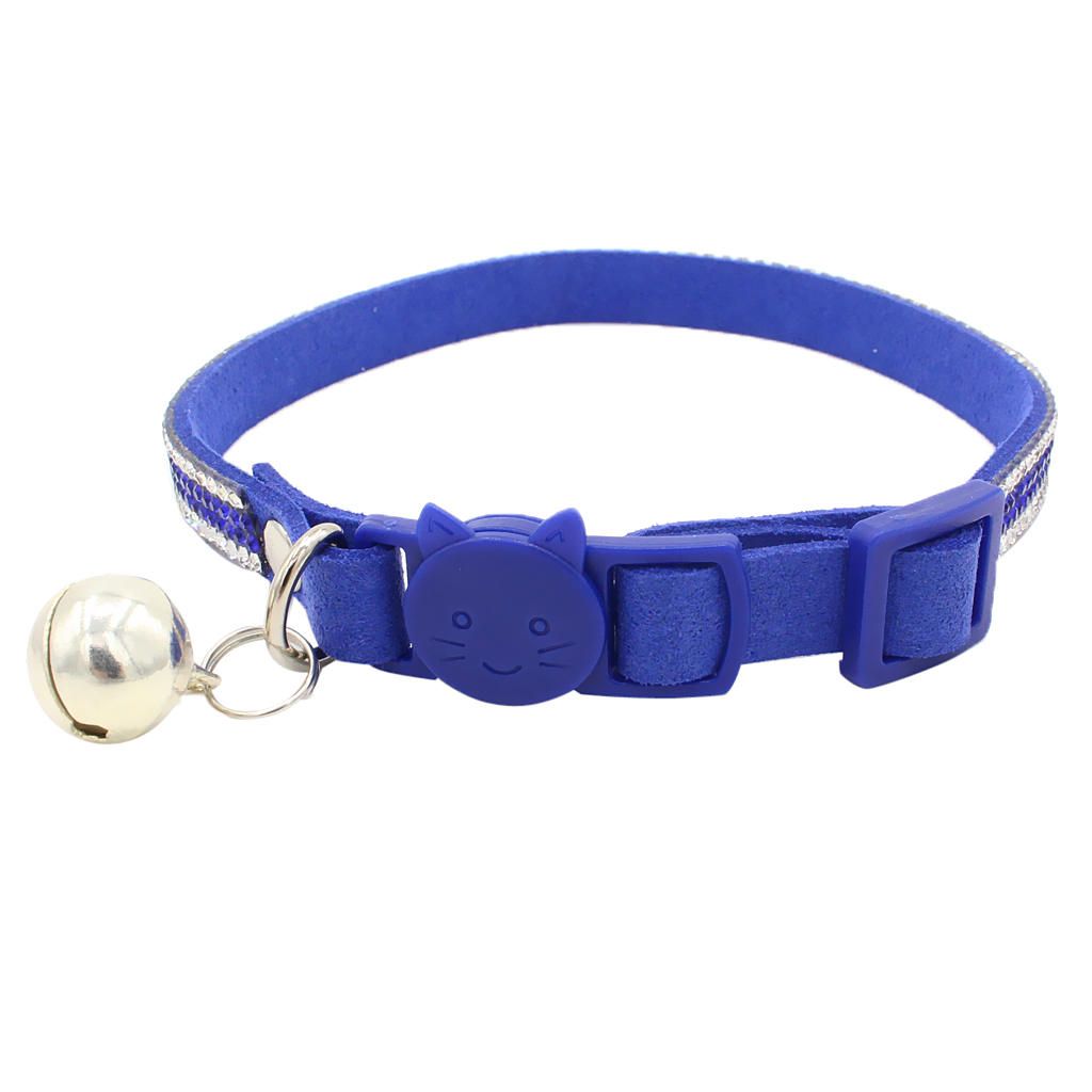 Pet Small Dog And Cat Crystal Diamonds Collar With Bell Blue S Blue S