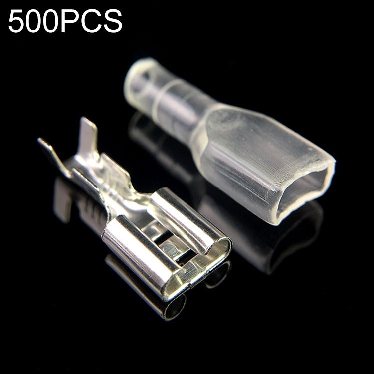 500x 6.3mm Crimp Terminal Female Spade Connector + Case