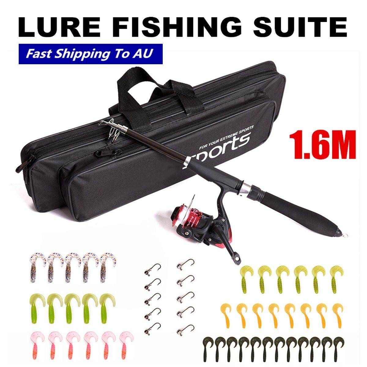 Telescopic Spinning Rod Reel Combos 42 10 Hook Set Kit Storage Bag