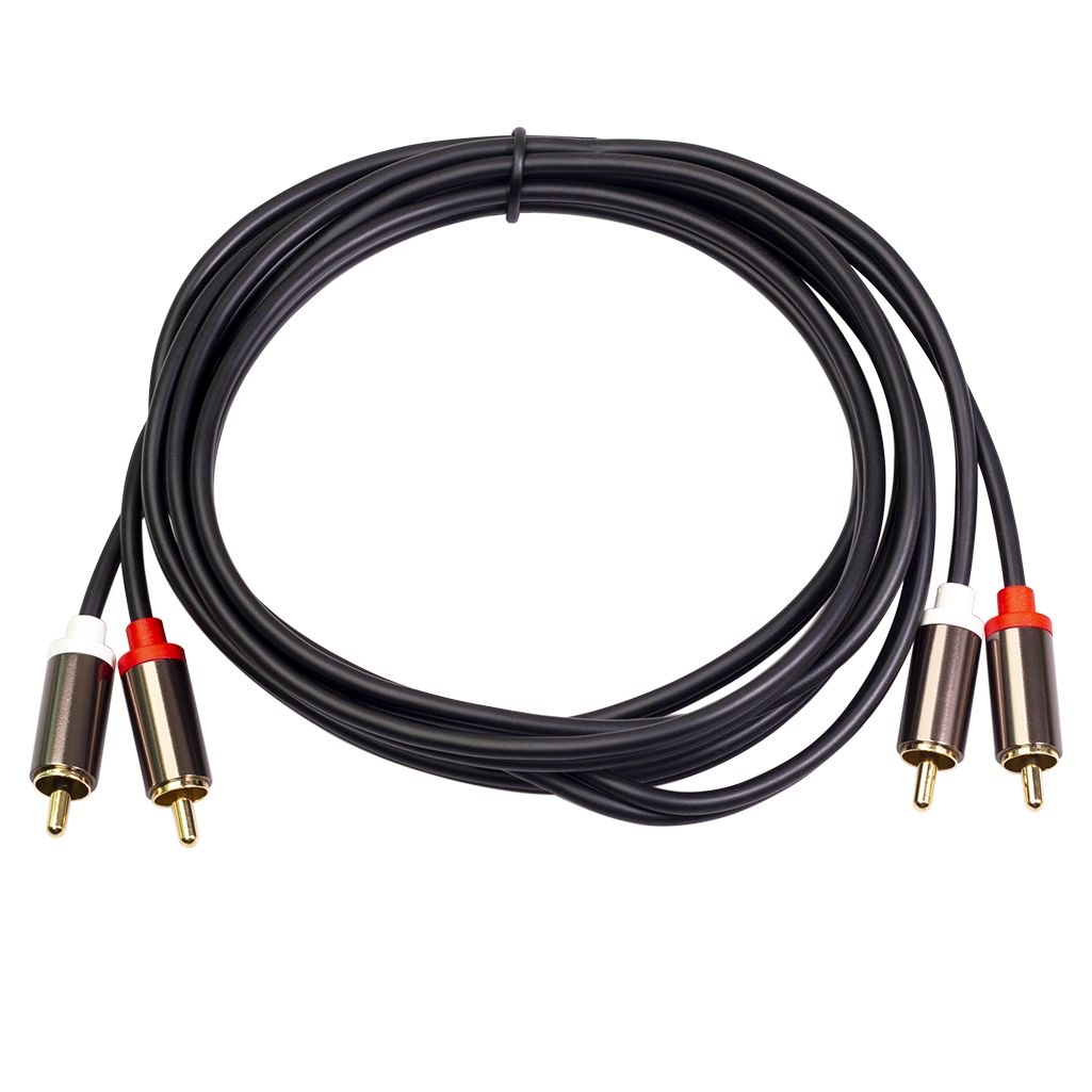 2 X RCA To 2 X RCA Gold-plated Audio Cable, Cable Length:1m(Black)