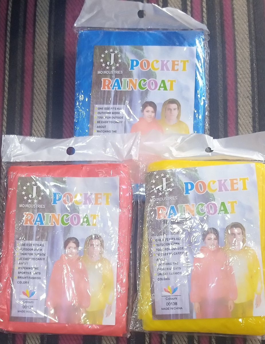 Pocket Nylon Rain Coat,Transparent Rain Cloth - 3 Pieces