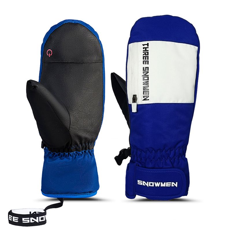 (Blue-White)NANDN -30 Degree Professional Snowboarding Ski Gloves 10000 Waterproof Winter Warm GRE
