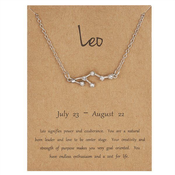 Twelve Constellations, Starry Sky, Diamond Necklace, Silver Leo