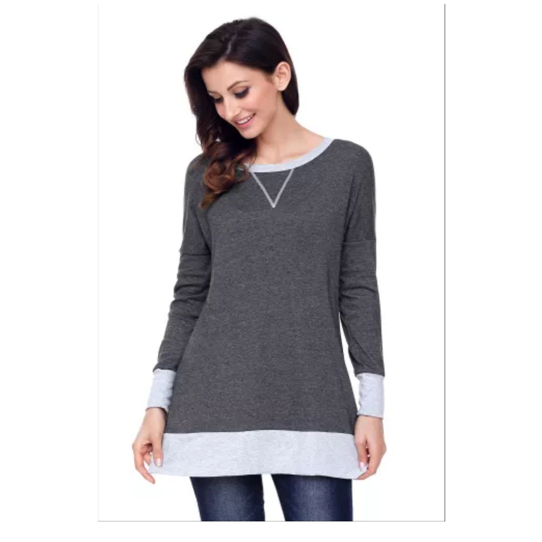 Mfed Charcoal Side Pocket Elbow Patch Colorblock Tunic