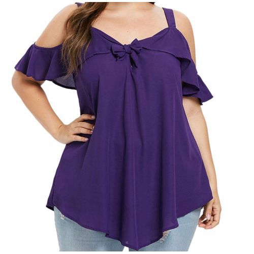 Women Tunics Bow-knot Irregular Lady Casual Chiffon Shirt