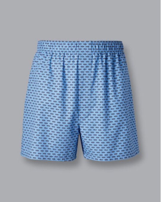 Glasses Motif Woven Boxers - Cornflower Blue