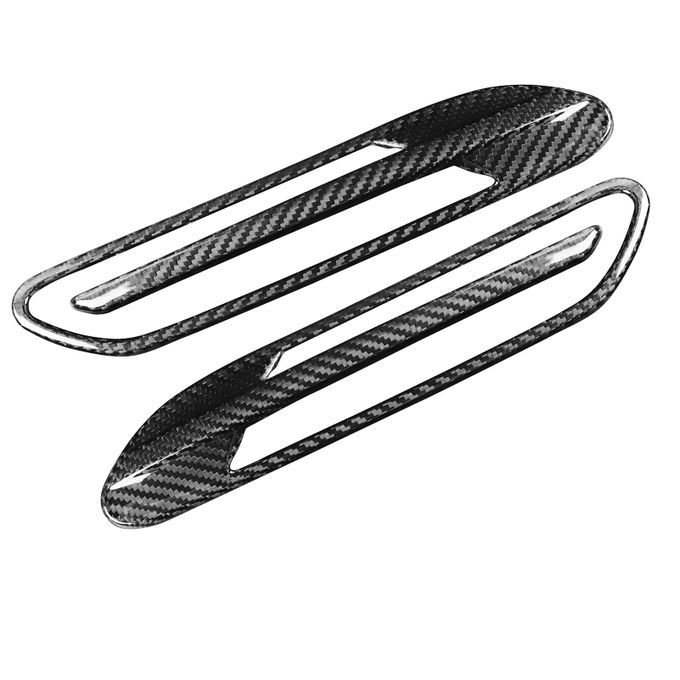 2Pcs Carbon Fiber Car Side Fender Air Vent Outlet Trim-Black