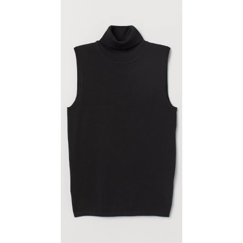 Armless Turtleneck Top - Black