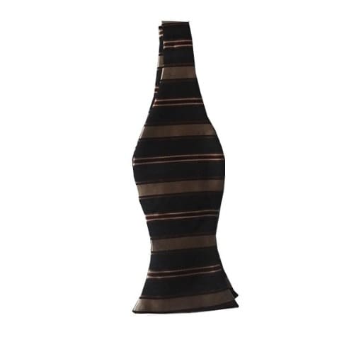 Striped Self Knotted Bowtie- Gold & Brown - MSBT-3903