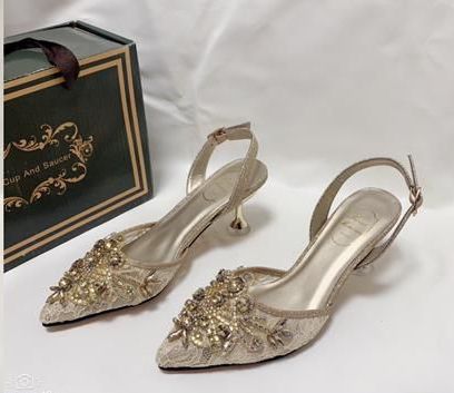 Crystal Half Cover Shoes Sandals-Gold