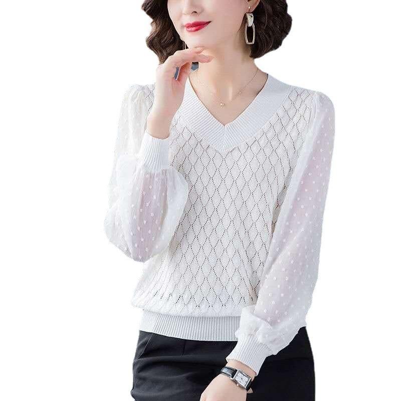 V-neck t-shirt women's thin sweater
