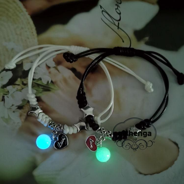 2Pcs/Set Couple Luminous Pearl Love Bracelets
